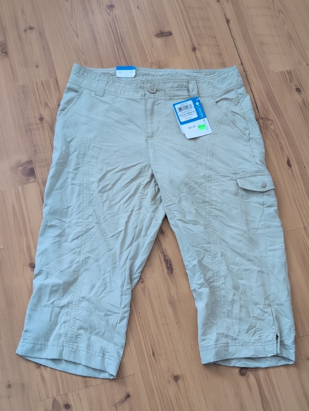 Women's Tan Cargo Capris - Lightweight Pull-On Style